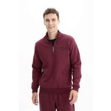 Ar-ma Erkek Yarim Fermuar Sweatshirt Yazi Baskili Cepsiz Örme Kumaş Büyük Beden%70 Pamuk%30 Polyester 30/1 Şardonlu Üç İplik K26544801201 Kırmızı-K3