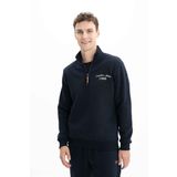 Ar-ma Erkek Yarim Fermuar Sweatshirt Yazi Baskili Cepsiz Örme Kumaş Büyük Beden%70 Pamuk%30 Polyester 30/1 Şardonlu Üç İplik K26544801201 Lacivert-L1