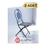 AR PLASTİK Ferforje Metal Katlanır Sandalye 2 ADET, Metal Bahçe Sandalyesi, Metal Balkon Sandalyesi