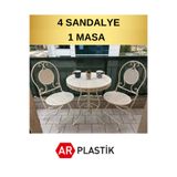 AR PLASTİK FERFORJE SET 4 SANDALYE 1 MASA TAKIMI, BALKON TAKIMI, BAHÇE TAKIMI