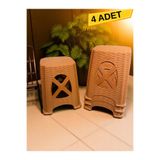 AR PLASTİK Plastik Tabure 4 ADET, 45cm Tabure, Seta Tabure, Destekli Tabure
