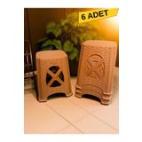 AR PLASTİK Plastik Tabure 6 Adet, 45cm Tabure, Çapraz Tabure