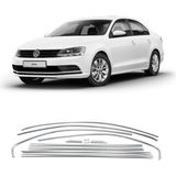 Araba Alışveriş Volkswagen Aksesuar Jetta 2012-18 Krom Cam Çıta Seti - Gümüş