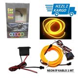 Araba Araç İçi Torpido Ledi İp Neon İp Led El Wire 2 Metre Sarı