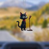 Araba Ayna Süsü, Araba Süsü, Çanta Aksesuarı - Şarkıcı Kedi - Pleksi Malzeme, UV Baskılı - 022