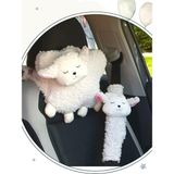 Araba Boyun Yastığı ve Emniyet Kemeri Aksesuarı Peluş Kılıf Seti (1 Yastık ve 1 Kılıf) - Beyaz - model