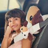 Araba Boyun Yastığı ve Emniyet Kemeri Aksesuarı Peluş Kılıf Seti (1 Yastık ve 1 Kılıf) - Kahverengi - köpek max