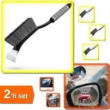 Araba Cam Buz Kazıyıcı Fırçalı + Oto Yan Ayna Yağmur Önleyici Film 2li Set H2LM9Q