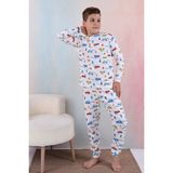 Araba Desen Erkek Garson Pijama Takımı - 002-Krem