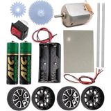 Araba Yapım Seti 1 Paket Plastik Tekerlek Deney Için 2 Adet Metal Şaft Proje Deney Seti Dc Motor - Standart