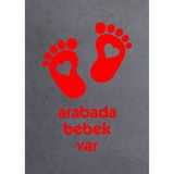 Arabada Bebek Var Oto Araba Sticker 02502 - 20x14 Cm - Kırmızı