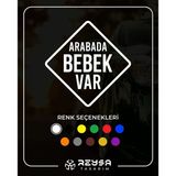 Arabada Bebek Var Sticker 17X17 Cm Beyaz