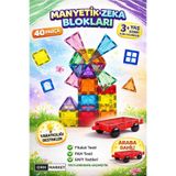 Arabalı 40 Parça 7.5 cm Büyük Boy Manyetik Blok Seti | Güçlü Mıknatıslı Zeka Geliştirici Eğitici Oyuncak