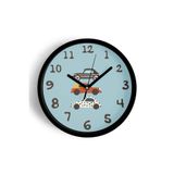 Arabalı Çocuk Odası Modern Duvar Saati - 35cm - Önü Camlı Siyah Kasa - Sessiz Mekanizma, JH0527S35SKP