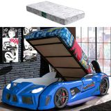 Arabalı Yatak, Audi Bazalı Koltuklu Full Ledli Arabalı Yatak +1 Adet Comfort Yatak Mavi