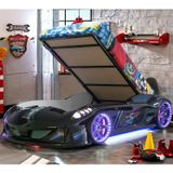 Arabalı Yatak, Jaguar Bazalı Koltuklu Full Ledli Arabalı Yatak - Siyah