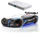 Arabalı Yatak, Mercedes Rüzgarlıklı Full Ledli Arabalı Yatak + 1 Adet Comfort Yatak Siyah