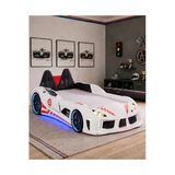 Arabalı Yatak, Raceing Car V8 Full Ledli Koltuklu Arabalı Yatak - Beyaz 100X190 Cm