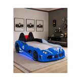 Arabalı Yatak, Raceing Car V8 Full Ledli Koltuklu Arabalı Yatak - Mavi 100X190 Cm