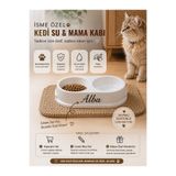 Arabamakss İsme Özel Kedi Mama ve Su Kabı - Çift Hazneli Özel Baskılı Mama Kabı