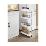 Arabası, 4 Seviyeli Mutfak Arabası, Mutfak Rafı, Tekerlekli Niş Rafı, Banyo Rafı, Yerden Tasarruf Sağlayan, Beyaz - Option-1 - 00 Beyaz