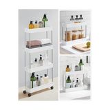 Arabası, 4 Seviyeli Mutfak Arabası, Mutfak Rafı, Tekerlekli Niş Rafı, Banyo Rafı, Yerden Tasarruf Sağlayan, Beyaz - Option-1