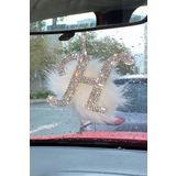 Arabasına Aşıklar Kulubü Taşlı Dikiz Ayna Kolye Aksesuarı Beyaz Tüylü H Harfli