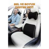 Araç Bel Ve Boyun Destek Yastığı Yumuşak Visco Siyah Tek Koltuk