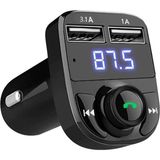 Araç Bluetooth Fm Transmitter Cihazı 2 USB 1 Pd Oto Çakmaklık Şarj Aleti Müzik Kiti - Siyah