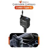 Araç Çakmaklık Çoklayıcı 2 Usb + Type-C Hızlı Şarj Voltmetreli 12V 24V Uyumlu