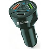 Araç Çakmaklık Şarjı 2 USB + 20W Pd Şarj Çıkışlı Hızlı Şarj Destekli 55W - Siyah