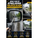 Araç Cam Ve Ayna Temizleme Aparatı 80 Cm Teleskopik Uzayabilir Saplı Oto Cam Sileceği Seti
