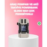 Araç Hava Pompası ve Akü Takviye 12.000 Mah Çok Fonksiyonlu