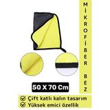 Araç İç Dış Temizleme Yüksek Emici Çift Katlı Kalın Yünlü Mikrofiber Araba Temizlik Bezi 50X70 Cm