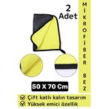 Araç İç Dış Temizleme Yüksek Emici Çift Katlı Yünlü Mikrofiber Araba Temizlik Bezi 50X70 Cm 2 Adet