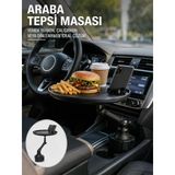 Araç İçi 360° Ayarlanabilir Bardaklık Tepsisi Geniş Yüzeyli Ve Telefon Standlı Yeni Nesil
