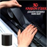 Araç İçi 3D Siyah Karbon Kapı Eşik Bandı Arka Tampon Eşiği Koruma Folyosu Yapışkanlı İthal 5 Metre