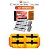 Araç İçi Çakar Led Seti Kumandalı 4 Parça 12V Turuncu İkaz Lambası