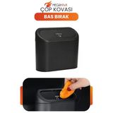 Araç İçi Çöp Kovası Bas Bırak Kapaklı Oto Çöp Kutusu Organizer Siyah