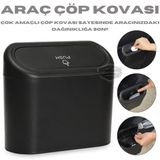 Arac Ici Cop Kovasi Kapakli Portatif Tasinabilir Kulluk Araba Cop Kutusu Oto Organizer Fonksiyonel Mini Depolama Saklama Kutusu Duzenleyici Siyah