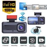 Araç İçi Fullhd 3 Kameralı A98 170° Derece Açılı Yol Takip, İç Mekan Ve Arka Kamera Kayıt