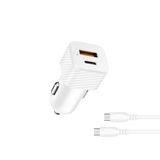 Araç İçi Hızlı Şarj Çakmaklık Adaptörü 3.0 Usb Type-C Araç Şarj Cihazı Type-C Kablolu