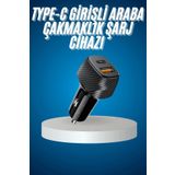 Araç Içi Hızlı Şarj Soketi 38W Oto Çakmaklık Type-C Araba Çakmaklık