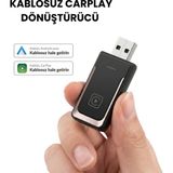 Araç Içi Kablosuz Carplay Adaptörü 2in1 Android Auto ve Apple Carplay Uyumlu (Tak Çalıştır) - siyah