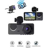 Araç Içi Wi-Fi Kamera Hd 3 Kameralı 7/24 Kayıt G-Sensör Mobil Uygulama Ile Canlı Takip Black Box - Siyah