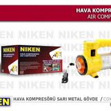 Araç lastik hava kompresörü metal gövde sarı niken