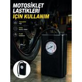Araç Lastik Şişirme Pompası Taşınabilir Analog Basınç Göstergeli Hava Kompresörü