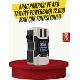 Araç Lastik Şişirme Pompası ve Akü Takviye Powerbank Bir Arada - 0,1 L
