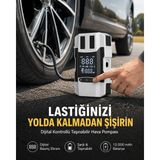 Araç Lastik Şişirme Pompası ve Akü Takviye Powerbank Bir Arada Yeni Nesil - Bayi Depom