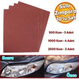 Arac Otomotiv Far Temizle Parlatma Ince Kalin Kum Su Zimpara Kagit Set 500-1000-2500 Kum (10 Adet)